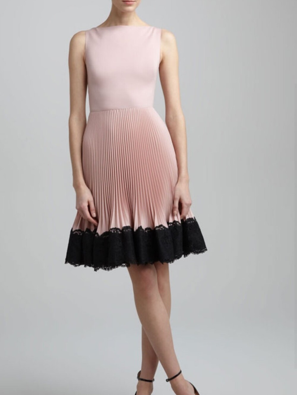 Valentino Technocouture Pink Dress With Black Lace